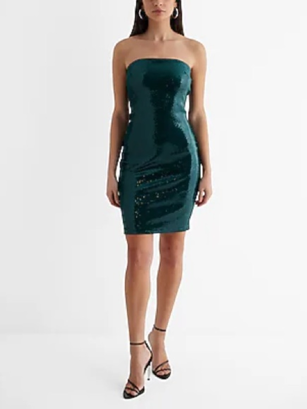 NWT Express Body Contour Sequin Strapless Mini Sheath Dress XL Emerald Green